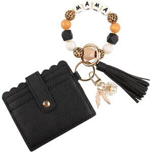 Fashionable PU Leather Wristlet Wallet With Keyring & Essential Oil Holder